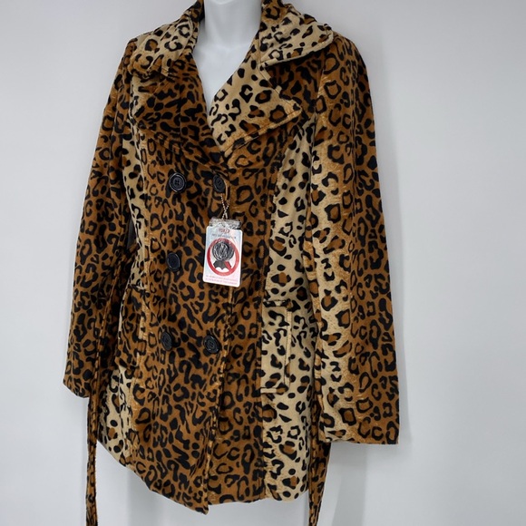 Yoki Collection Animal Leopard Print Double Breast Coat Size Medium NWT‎ - Picture 2 of 13